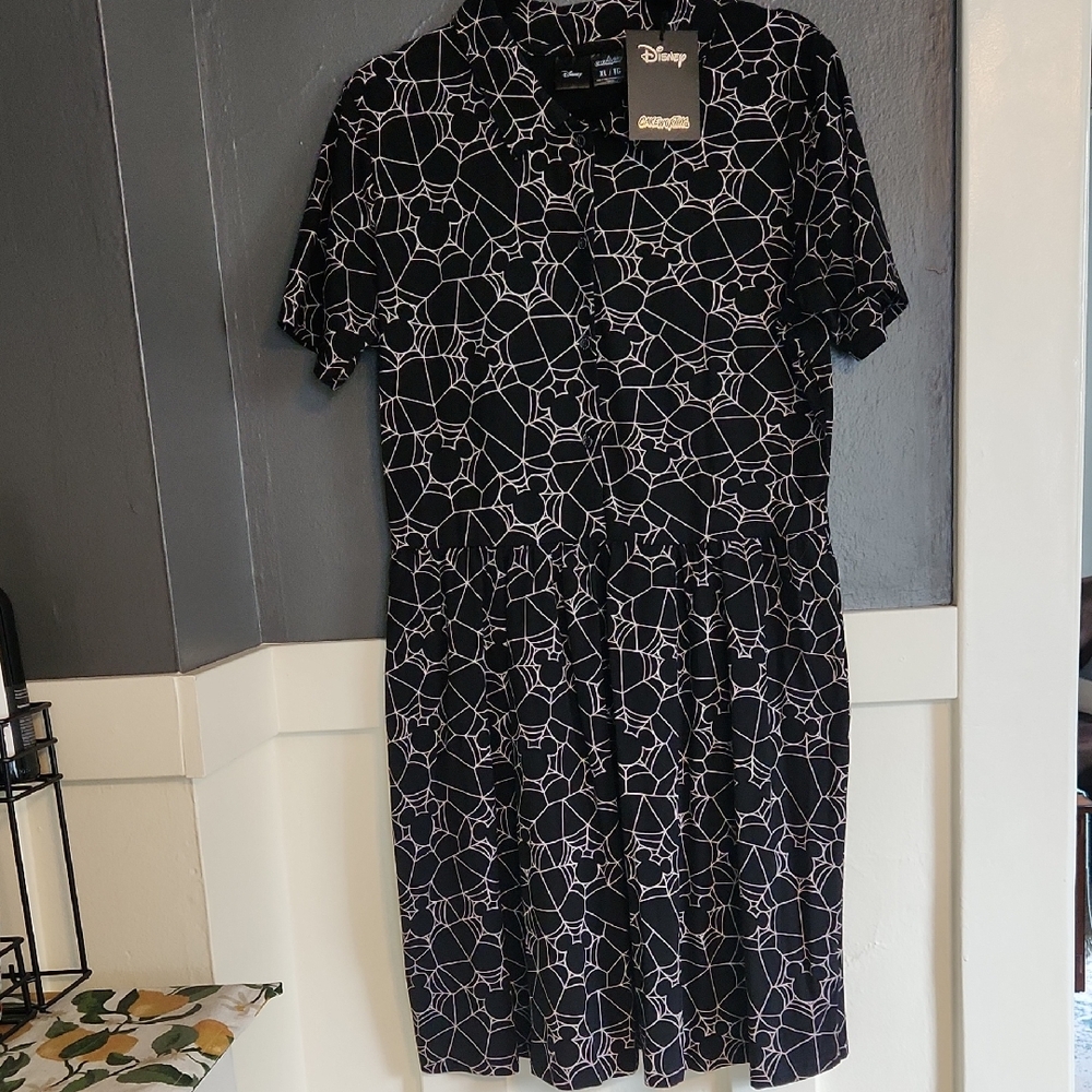 Disney Black and White Patterned Mini Dress